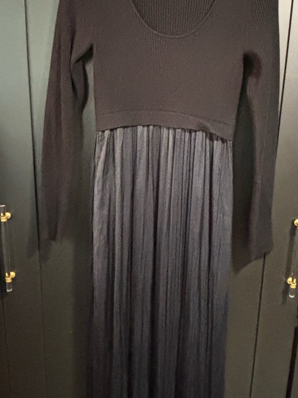 Anthropologie Black Ribbed Knit Maxi Dress